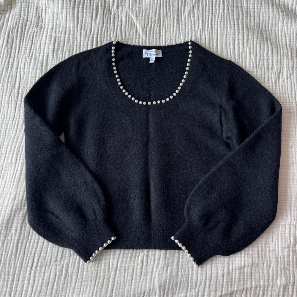 & Other Stories Black Alpaca Blend Pearl Sweater